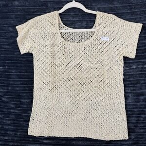 Crochet‎ Handmade Women Cap Sleeve Top 2025 coquette, cottage core, Coastal M-L